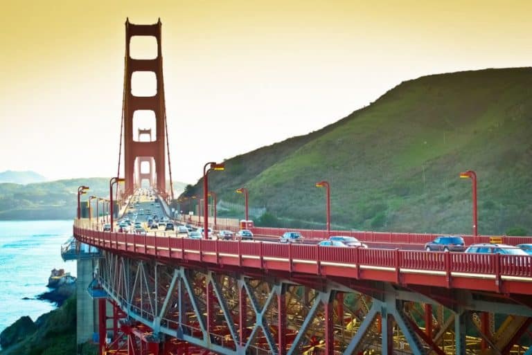 Golden Gate Bridge, Golden Gate, San Francisco, California, Bay Area, cars, traffic, bridge