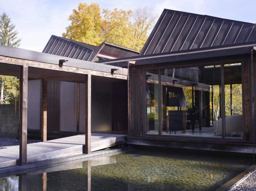Pound Ridge Residence by Tsao & McKown Architects, Pound Ridge Residence New York, custom forever home, total architecture design, total design by Tsao & McKown Architects, geothermal powered architecture, geothermal powered homes in New York, timber-framed homes in Westchester