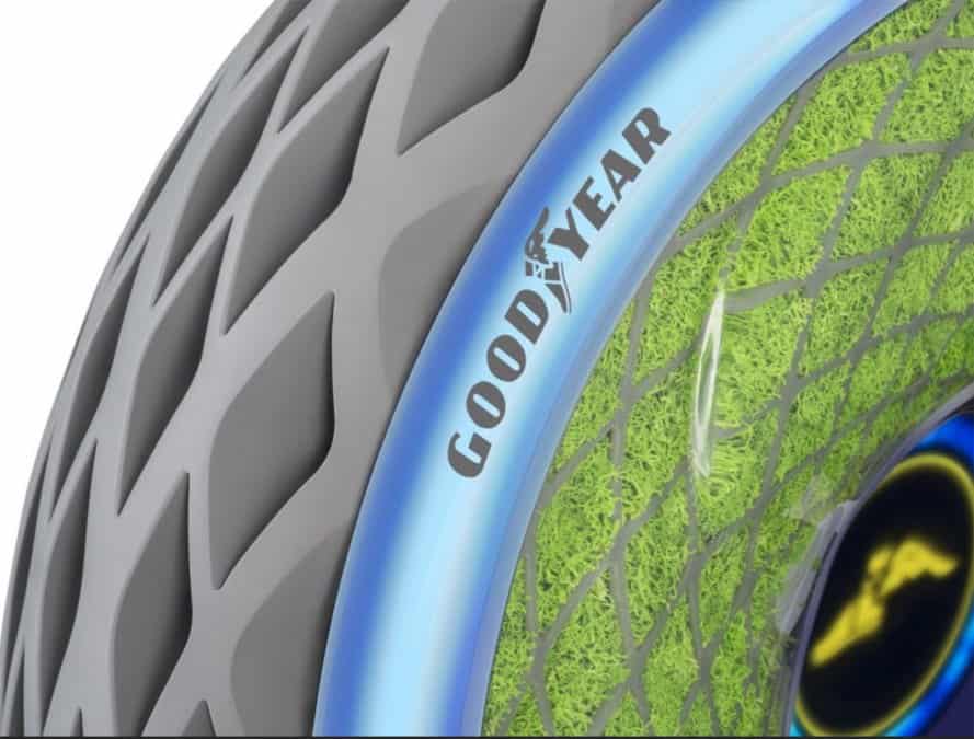 Goodyear, Goodyear Oxygene, Goodyear moss tire, moss tire, living tire 3D printed tire, Geneva International motor Show, 3D printed tire, 3D printing, green transportation, green tires, recycled tires, recycled tire powder, LED tires, smart tires