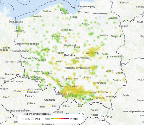 smog mapa polska dziś