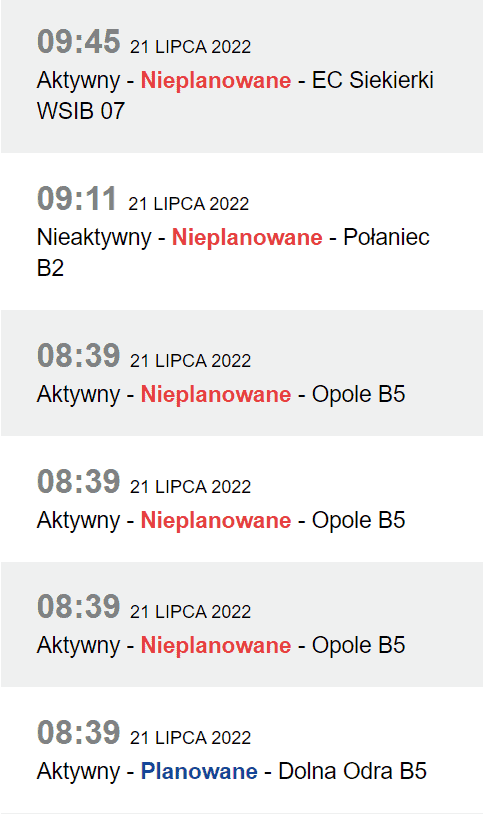 Wyłączenia elektrowni w Polsce